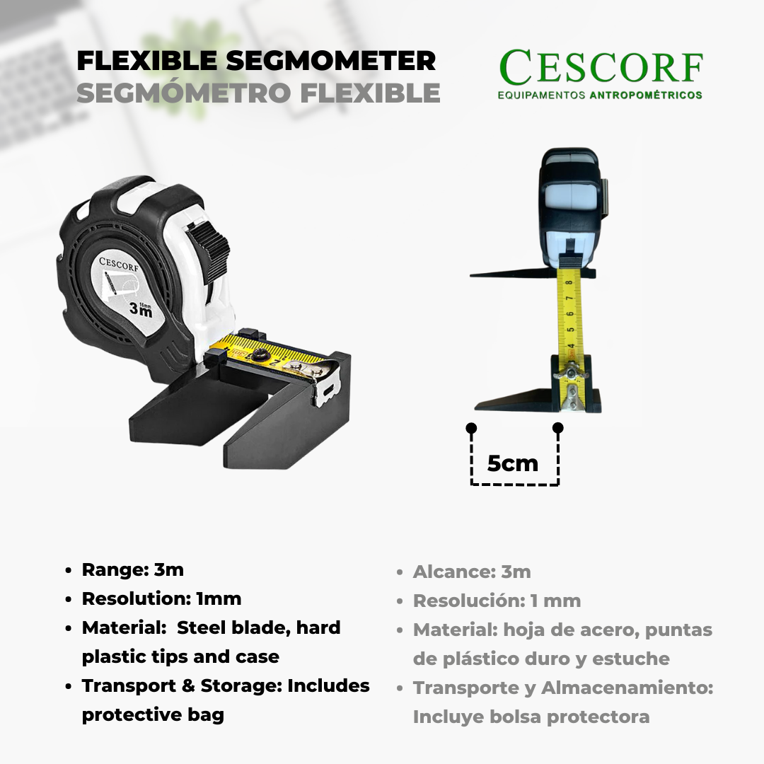 Cescorf Segmómetro Flexible con Adaptadores para Envergadura de Brazos