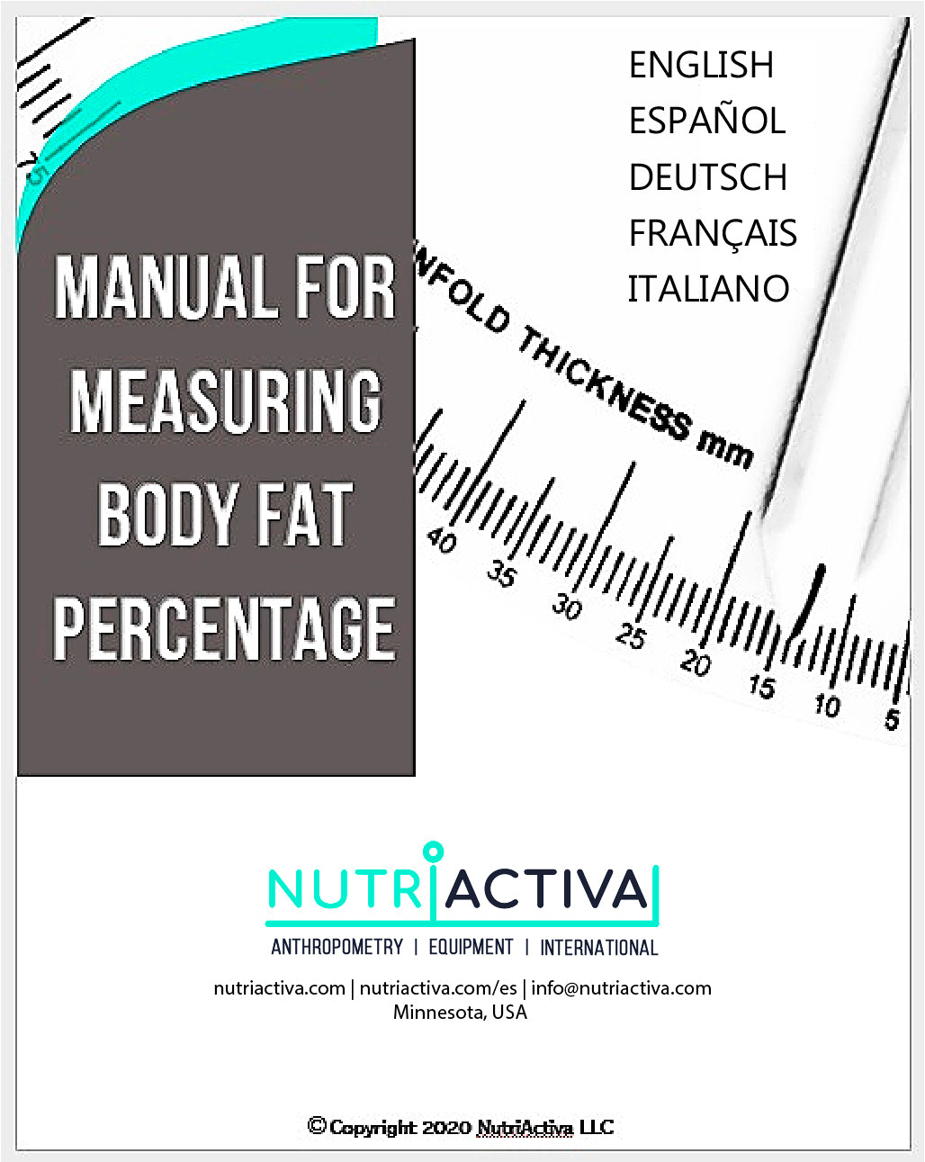 Slim Guide Style Skinfold Caliper with Multingual Manual