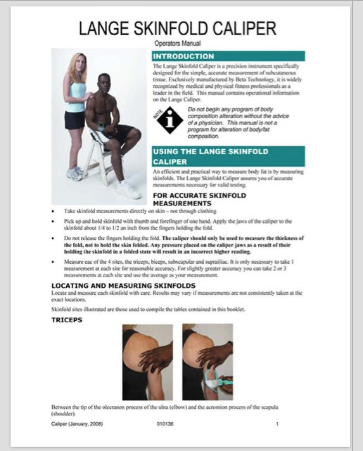 User manual VirtuFit Digital Body Fat Caliper (English - 2 pages)